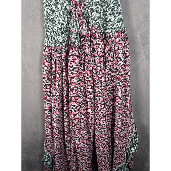 Free People Women's Boho Floral One I Love Green Pink Maxi Dress Sz S - Picture 11 of 13